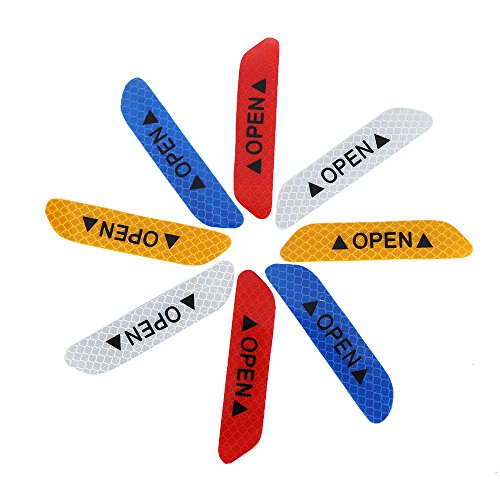 Autumn Water 4Pcs Universal Auto driving Safety Reflective Tape Open Sign Warning Mark Tail Rear Car Door strip Stickers Practical Car supply