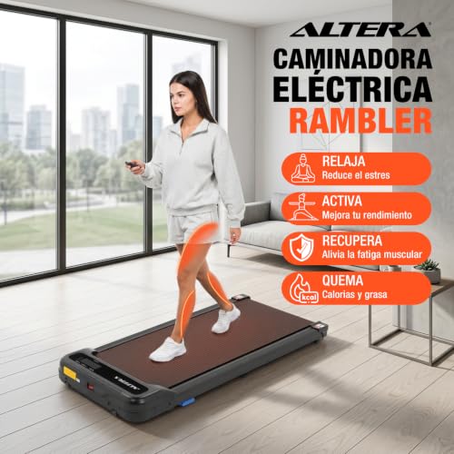 Altera Rambler - Caminadora Eléctrica Vibratoria Plegable Inclinacion | 120 kg, Motor 2.75 HP, 1-6 km/h, Vibración 4 Niveles, Inclinación Manual, Control Remoto, Compacta para Casa y Oficina