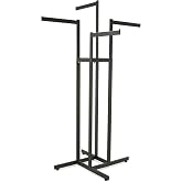 Econoco 4-Way Clothing Rack, 4 Straight Blade Arms, Square Tubing, Black | Adjustable height display for boutique or studio, professional-grade black finish delivers durability &amp; style for any retail