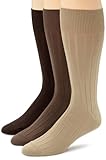 Calvin Klein Men's 3 Pack Cotton Rich Dress Rib Socks, Khaki/Pecan/Chocolate, Sock Size: 10-13/Shoe Size:9-11