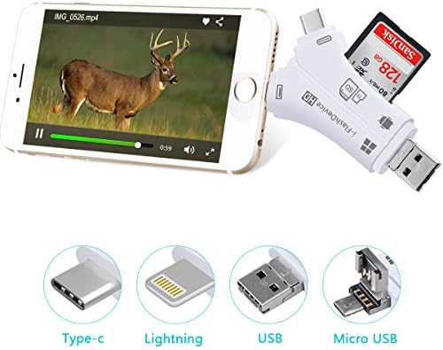Trail Game Camera Viewer for iphone and Android, SD & TF & Micro SD Memory Card Reader to View Deer Hunting Photos or Videos from any Scouting Game Camera on Smartphone, Hunter's Must Have