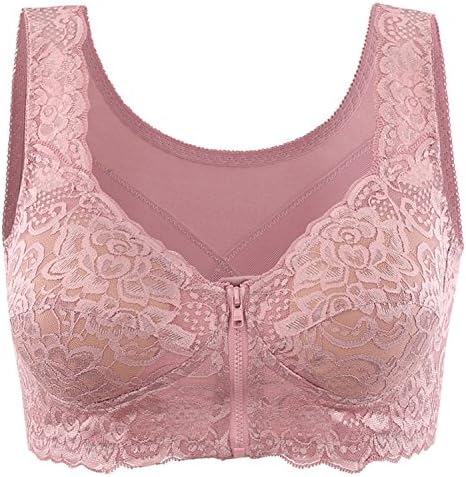 VOYAGEA Front Zipper Comfort Sports Vest Size Pregnant Women Thin Cup Bra (70C=32B, Bean Sand)