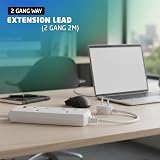 1ABOVE 2 Gang 2m Extension Lead UK Plug Fused Multi Socket Mains Strip Home view 6