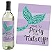 Let's Be Mermaids - Baby Shower or Birthday Party Decorations for Women and Men - Wine Bottle Label Stickers - Set of 4