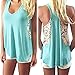 Creazy 2016 Women Summer Loose Lace Vest T Shirt Casual Blouse Tank Tops (XL)