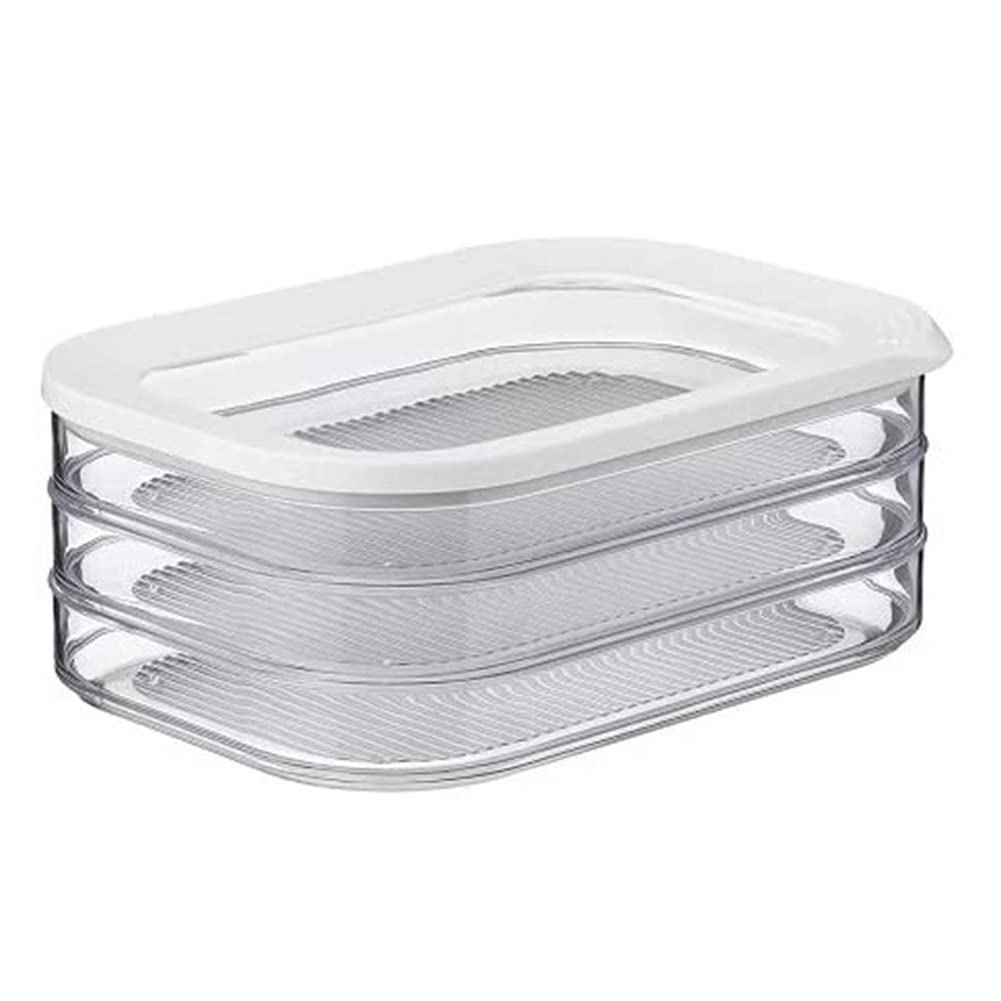 Muuisndjaq 1.6L with 3 Tier Meat Pieces Storage Box Airtight Lid Dishwasher Safe 3Layer Crisper