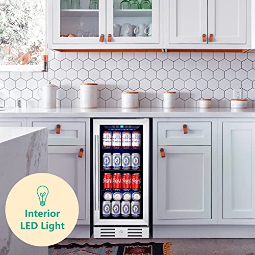 Kalamera 15” Beverage Cooler and Refrigerator Under Counter Builtin or