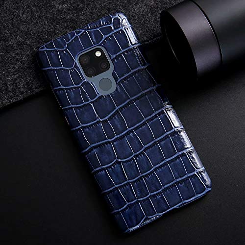 Yhuisen Huawei Mate 20 case, Luxury Crocodile Pattern Protective Shockproof Case Genuine Leather Cover for Huawei Mate 20 (Color : Blue)