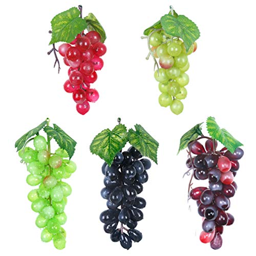 Swesy Artificial High Simulation Grapes Fake Fruit Fake Grapes, Kitchen, Office Party Wedding Decoration Photography Props (5 Pack)