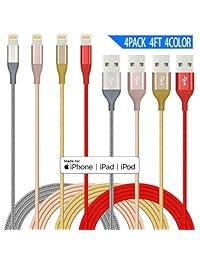 IDiSON - Cable de carga rápida de nailon trenzado para iPhone X XR XS MAX 8 Plus 7 6s 5s 5c Air iPad Mini iPod (4 unidades), 4 colores