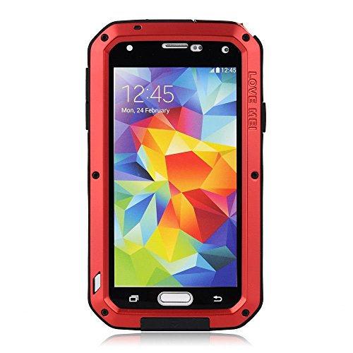 BB-YuHan Love MEI Samsung Galaxy S5 Case Aluminum,3-layer Corning Gorilla Glass Aluminum Metal Protective Samsung Galaxy S5 Case (Red)