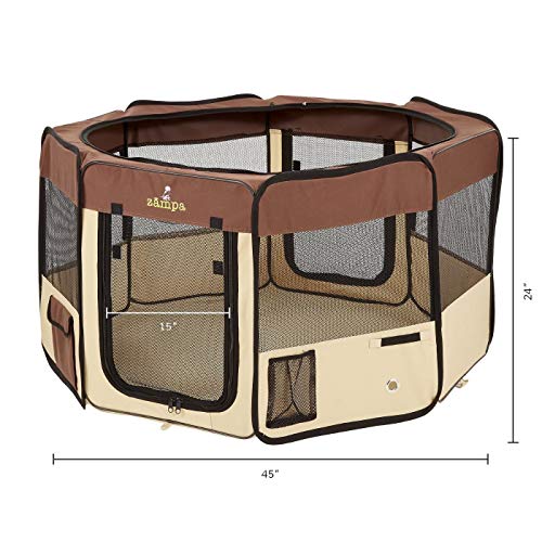 Zampa Portable Foldable Pet playpen Exercise Pen Kennel + Carrying Case
