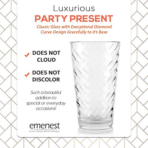 Clear Drinking Glasses Set of 8 | Real Glassware with Heavy Base | 8 Highball Drinkware Tumbler Set For Water, Whiskey, Cocktails | Best Kitchen Gift
