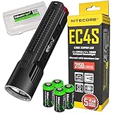 Nitecore EC4S 2150 Lumen high intensity CREE LED tactical die-cast flashlight with 4X EdisonBright CR123A Lithium Batteries and BBX3 carry case