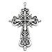 HOUSWEETY 5PCs Charm Pendants Hollow Pattern Carved Cross Silver Tone 2 4/8