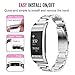 Oitom Stainless Steel Bands Compatilbe Fitbit Charge 2,Premium Stainless Steel SS Metal Replacement Watch Band Strap for Fitbit Charge 2 Smart Fitness Watch (Silver with Clear Diamond)