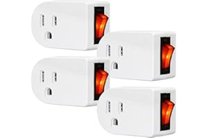 ANKO Grounded Outlet Adapter, ETL Listed Wall Tap Adapter with Red Indicator On/Off Power Switch (4 Pack)