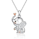 Iringnier Elephant Necklace for Women Sterling Silver Cute Animal Pendant Necklace Jewelry Gift for Elephant Lovers