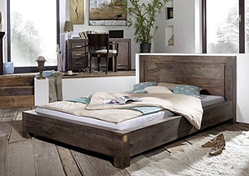 Massivmoebel24 De Lackiert Palisander Holz Mobel Massiv Bett 180x200 Massivmobel Grau Sheesham Metro Polis 137 Amazon De Kuche Haushalt