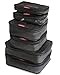 LeanTravel Compression Packing Cubes for Travel Organizers with Double Zipper (6-Pack (2L+2M+2S), Black)