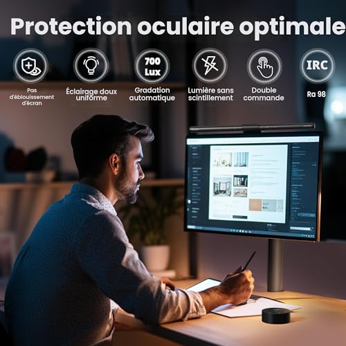 Quntis PC Screen Lamp with Remote Control, Adjustable Screen Light Automatic Dimming, LED USB Computer Lamp 40 cm Monitor Light Bar Lighting for Office Gaming