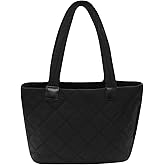 Long Keeper Puffy Tote Bag for Women Lightweight Quilted Shoulder Bag with Zipper Puffy Tote Work Handbags for Travel Gym