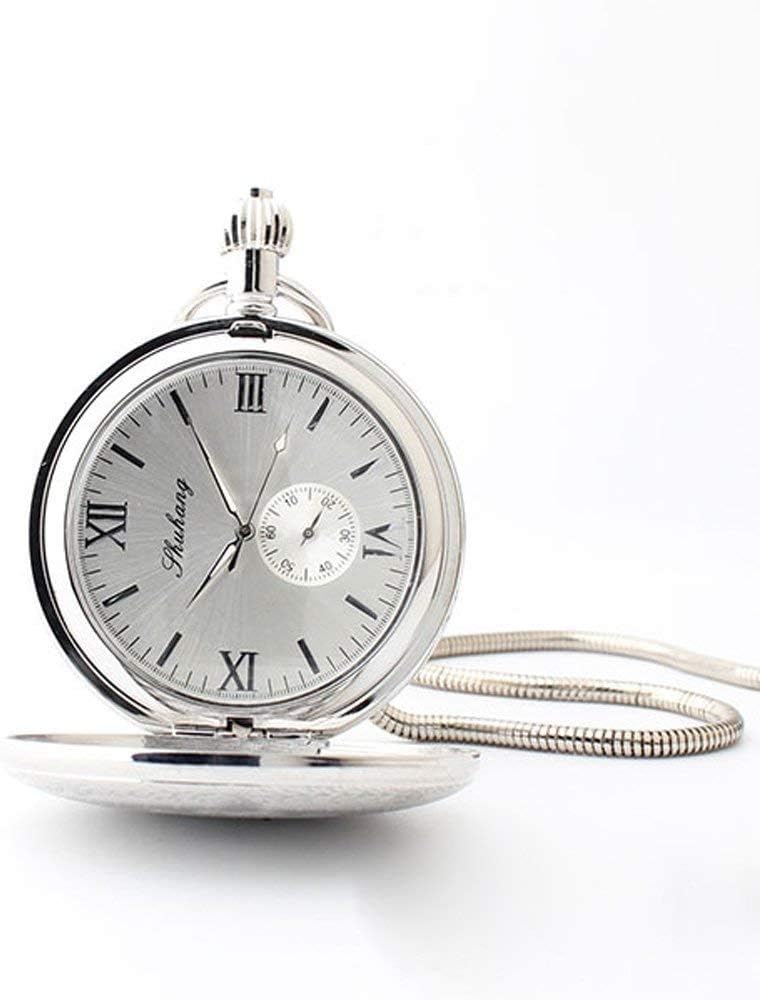 XBA Vintage pocket watch men's mechanical watches personalized silver unisex flip antique table,Metallic