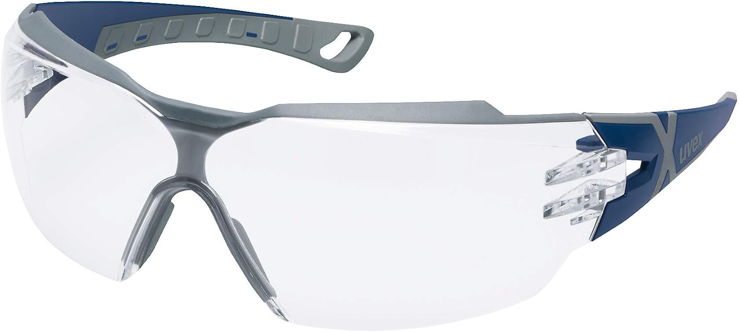 Uvex Pheos CX2 Safety Work Glasses - Transparent Lens, Transparent - Blue/Grey