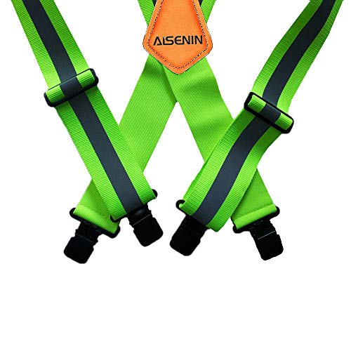 Men's Heavy Duty Work Suspenders, X-Back 2" Wide Adjustable Clip Suspenders,Reflective - Thumbnail 2