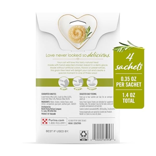 FANCY FEAST SAVORY PUREE NATURALS CHICKEN FLAVORED IN A DEMI-GLACE SQUEEZABLE ADULT CAT TREATS, 1.4 OZ.