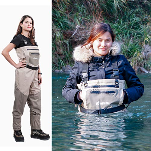 NEYGU Quick-Drain Breathable Waders with 4mm Neoprene Stocking Foot for The Snow Wading and Rain Wading. The Chest Fishing & Hunting Wader is Keep Uers Warm in The Cold Water (L)... - Thumbnail 6