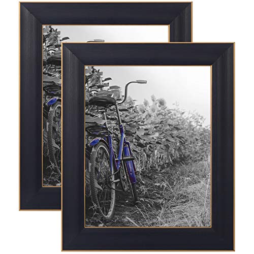 Americanflat 2 Pack - 8x10 Black Picture Frames with Easels - Made for Wall and Tabletop Display