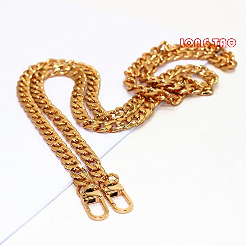 LONG TAO 47" DIY Iron Flat Chain Strap Handbag Chains Accessories Purse Straps Shoulder Cross Body Replacement Straps, with 2pcs Metal Buckles (Gold) - Thumbnail 3