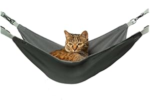 QIPAN Cat Hammock for Cage - Hanging Washable Soft Outdoor Mat, Waterproof Cooling Bed for Large Kittens 26in*20in (XX-Large, Black)