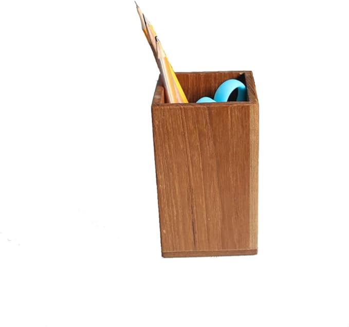 Square Small Pen Holder Retro Style Simple Creative Wooden