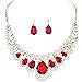 Deals Necklace+Earrings Jewelry Set Womens Mixed Style Bohemia Color Bib Chain Necklace Earrings Jewelry by ZYooh (Red)