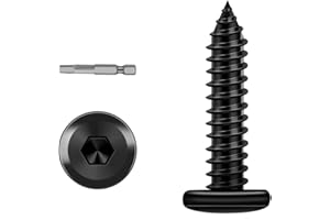 Etauwe 100-Piece M3 x 10mm Black Self-Tapping Screws - 304 Stainless Steel Flat Head Hex Socket Cap Screws with Drive Bit, for Wood and Thin Metal