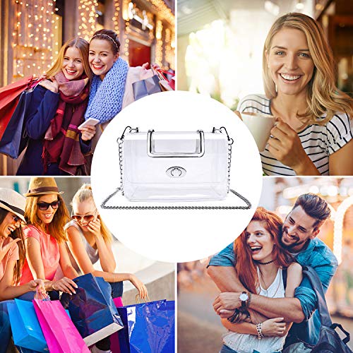 MOETYANG Womens Transparent Clutch Clear Purse Crossbody Shoulder Bags with Removable Silver Chain Strap NFL&PGA Stadium Approved Bags ...