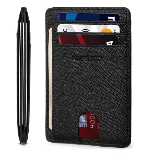 RUNBOX Slim Minimalist Front Pocket RFID Blocking Leather Wallets for Men and Women Card Holder Wallets Gifts for men