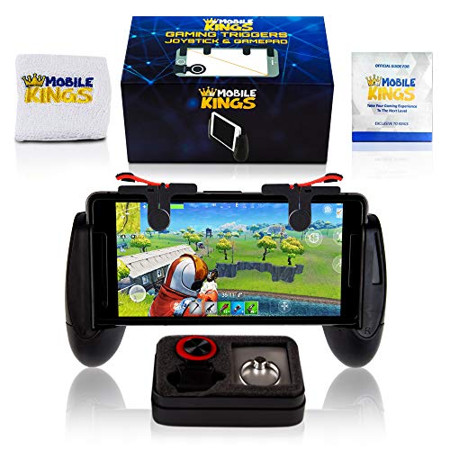 Mobile Game Controller | 2018 Bundle | Cellphone triggers Accessories for Shooting Games PUBG & Fortnite for Kids & Adults | iPhone & Android | Bonus – Wristband + Phone Ring