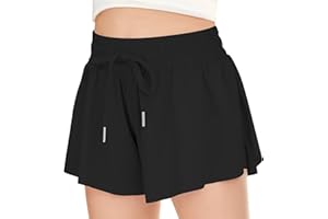 RISSCAN Girls Athletic Flowy Shorts with Pocket 2 in 1 Butterfly Shorts for Teen Girls Youth Running Sports Spandex Shorts