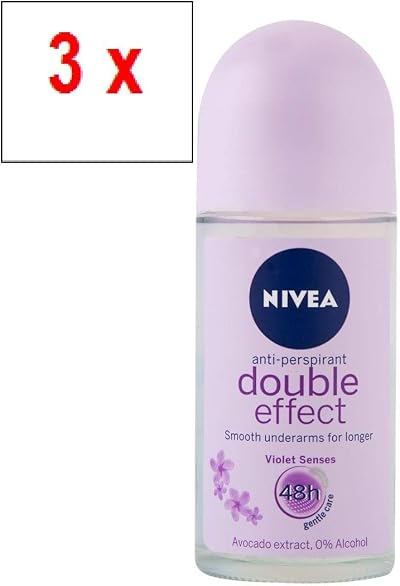 Nivea Women Double Effect Roll-On Deodorant 3 Pack Violet Senses 48Hr