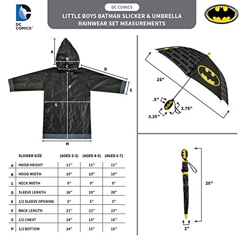DC-Comics-Little-Boys-Batman-or-Superman-Slicker-and-Umbrella-Rainwear-Set