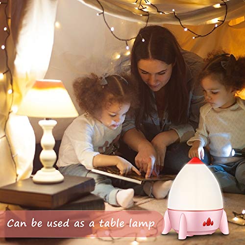 Lampada Da Comodino, Piccola Lampada A Proiezione A Razzo, Lampada Da Atmosfera Rotante Con Fantasia Cielo Stellato, Usb Ricaricabile Lampada(rosa）