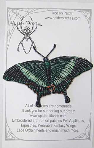 Banded Green Peacock Butterfly Papilio crino Insect Iron on Patch