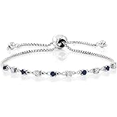 Gem Stone King 925 Sterling Silver Gemstone Birthstone and White Diamond Infinity Tennis Bracelet For Women | Round 2.5MM | Adjustable Bolo Bracelet Up to 9 Inch | Easy-On Easy-Off