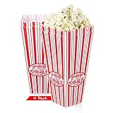 Set of 4 - Popcorn bucket Plastic Container, Reusable Bowel Red & White Stripes, Movie Theater Tub (Pack of 4)