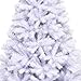 Goplus White Artificial Christmas Tree, 9ft Premium Unlit Hinged Spruce Full Tree, with Metal Stand, Easy Assembly, for Indoor and Outdoor Use