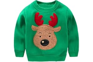 Akyzic Baby Boys Girls Sweatshirts Christmas Reindeer Fleece Crewneck Pullover Xmas Winter Warm Sweaters Tops 2t-6t
