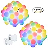 Vmanoo String Lights Battery Powered, 40 LED Globe Fairy String Lights, Outdoor Indoor Decor Lighting for Christmas Garden Path Patio Lawn Holiday Wedding Party, 2-PACK (Multi Color)